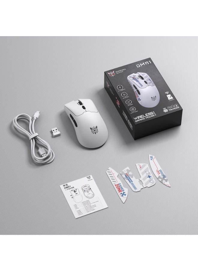 onikuma DM01 Tri-Mode Wireless Gaming Mouse with 12800 DPI, 50H Battery Life, 1000Hz Polling Rate, 2.4GHz Wireless, Bluetooth and Wired Connectivity, Lightweight Ergonomic Design for Windows, Mac, iOS, Android and Linux (White) - Image 3